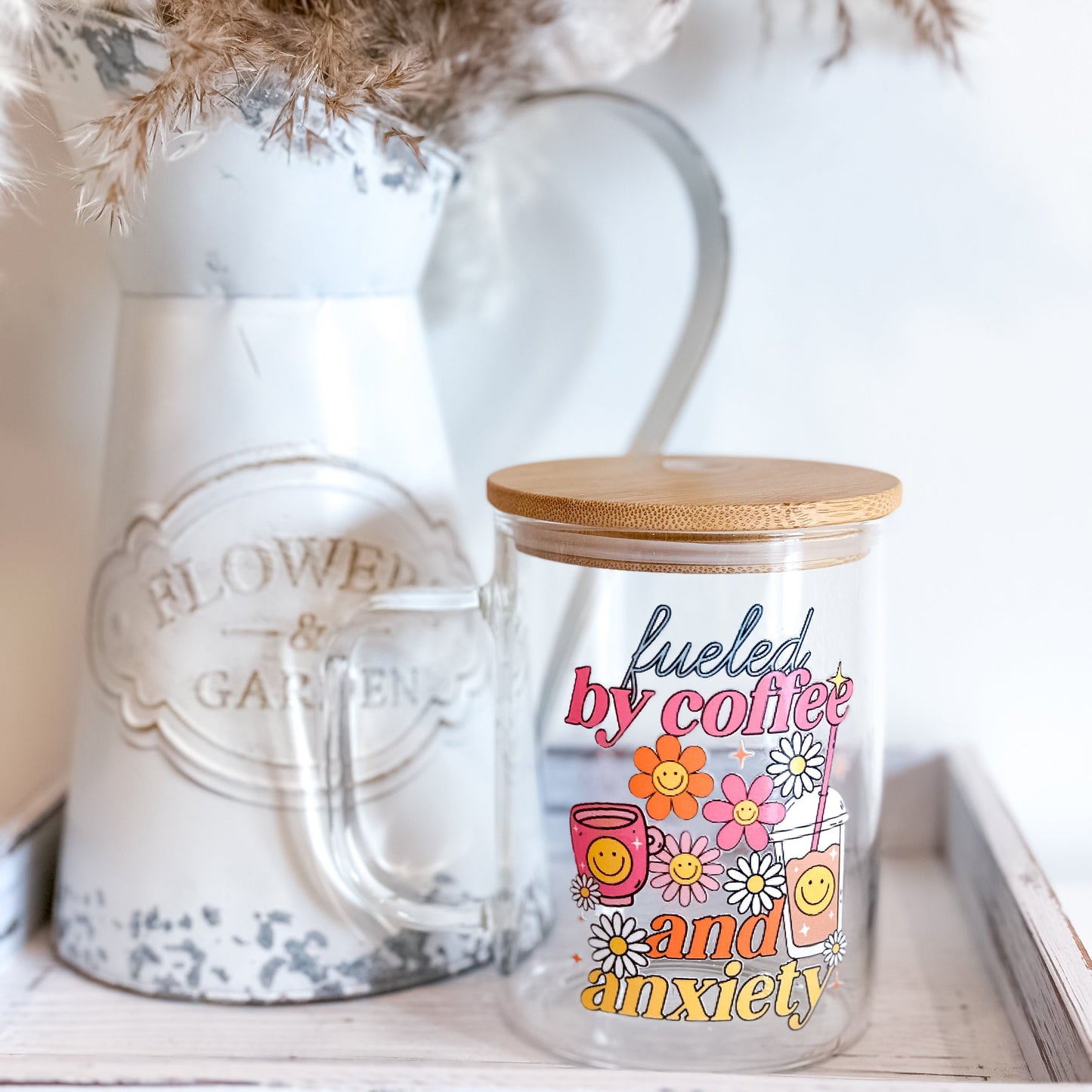 Fueled by Coffee and Anxiety Glass Coffee Cup