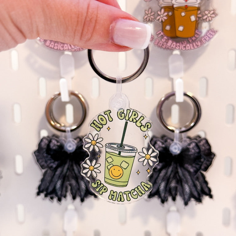 Hot Girls Sip Matcha Keychain