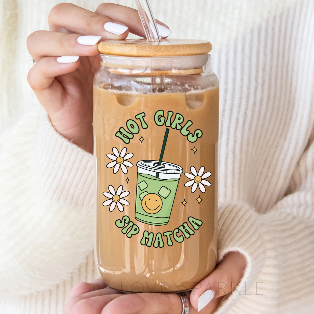 Hot Girls Sip Matcha Cup