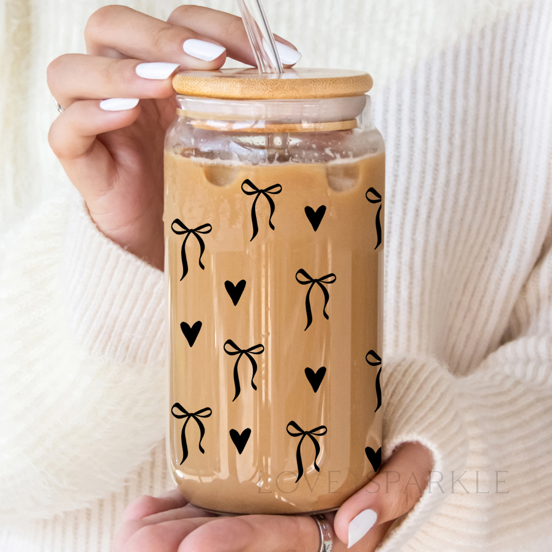 Black Bows & Hearts Cup