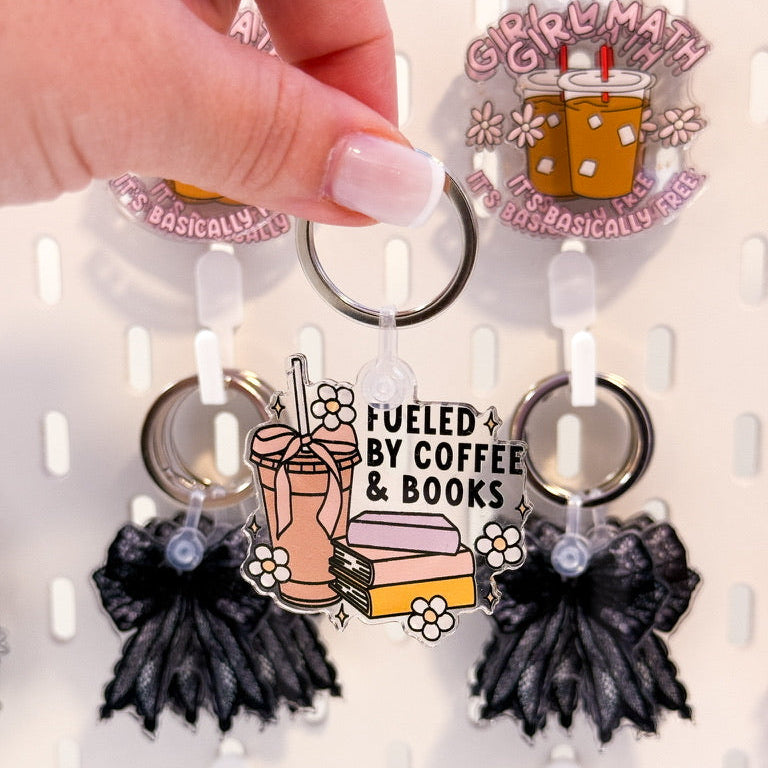 Fueled by Coffee and Books Keychain