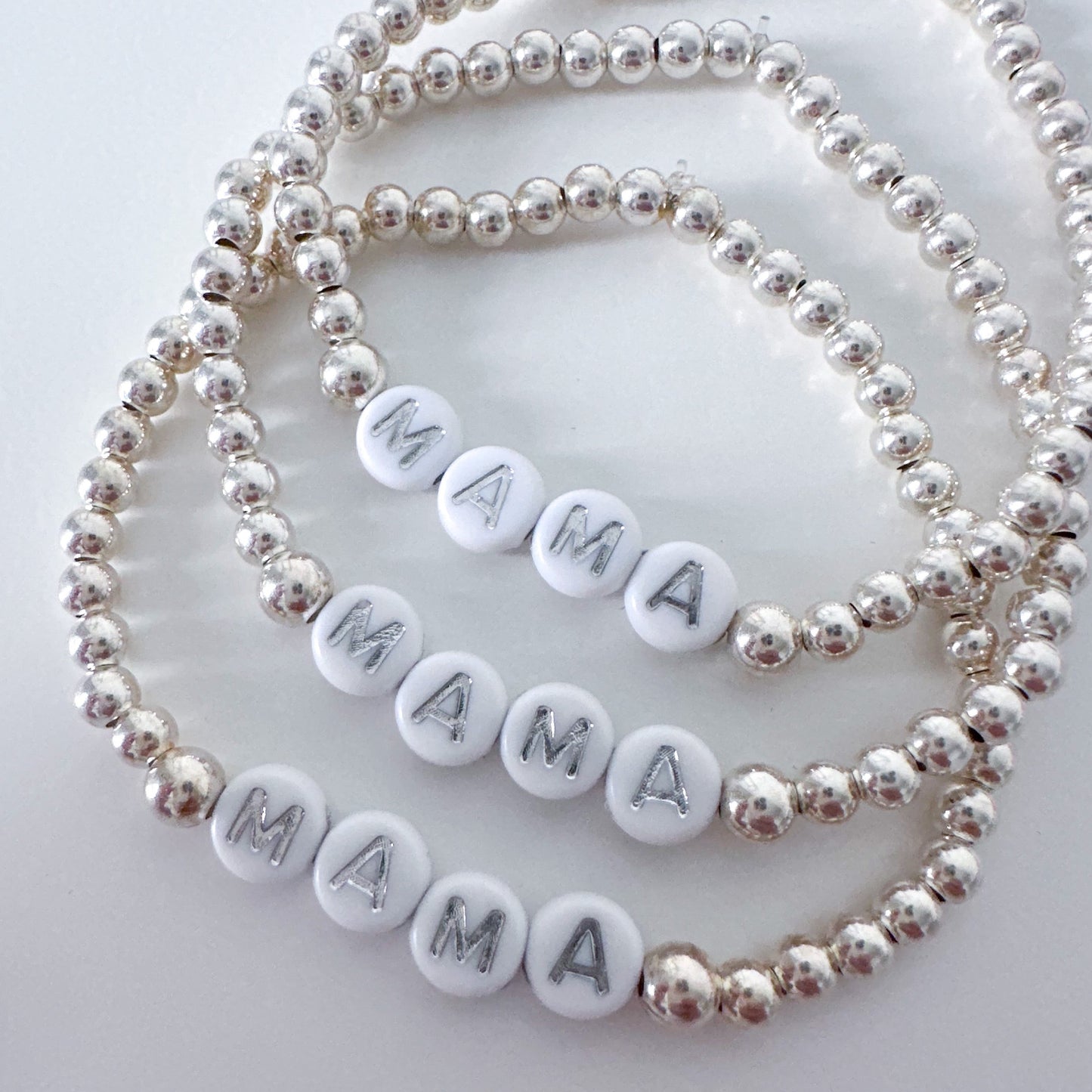 Silver Mama Beaded Bracelet