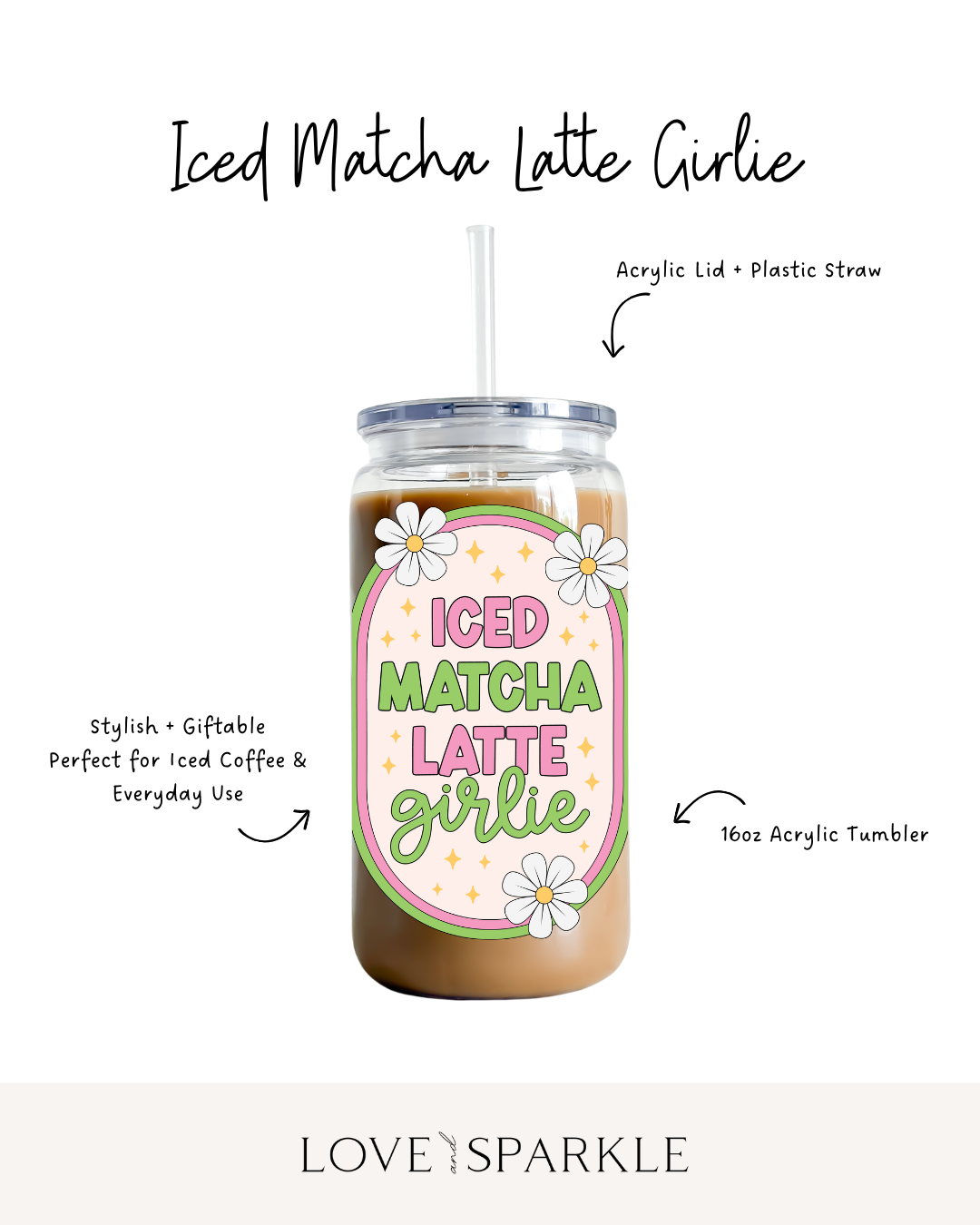 Iced Matcha Latte Girlie Cup