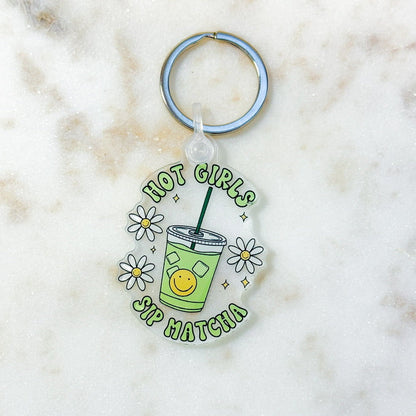 Hot Girls Sip Matcha Keychain