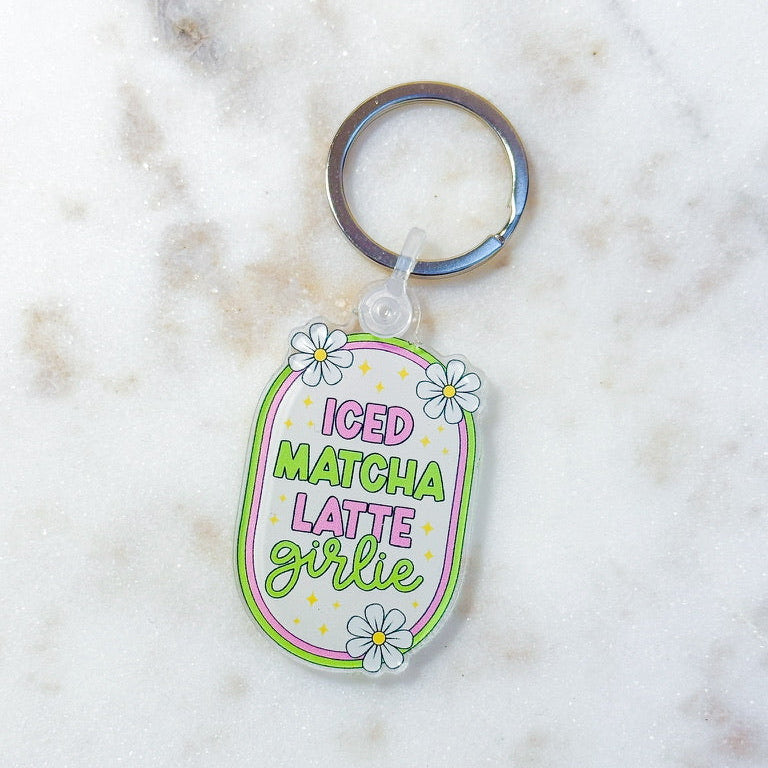 Iced Matcha Latte Girlie Keychain