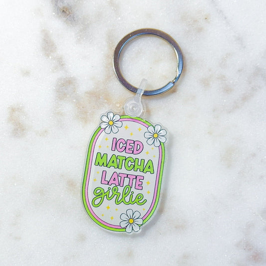 Iced Matcha Latte Girlie Keychain