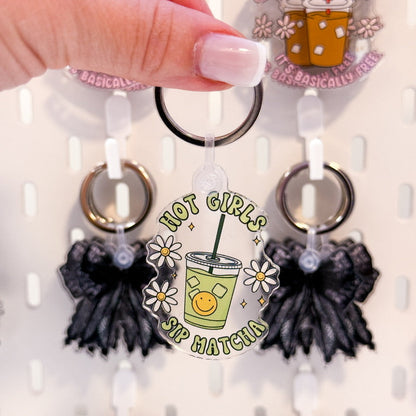 Hot Girls Sip Matcha Keychain