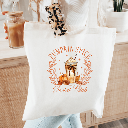 Pumpkin Spice Social Club Tote Bag