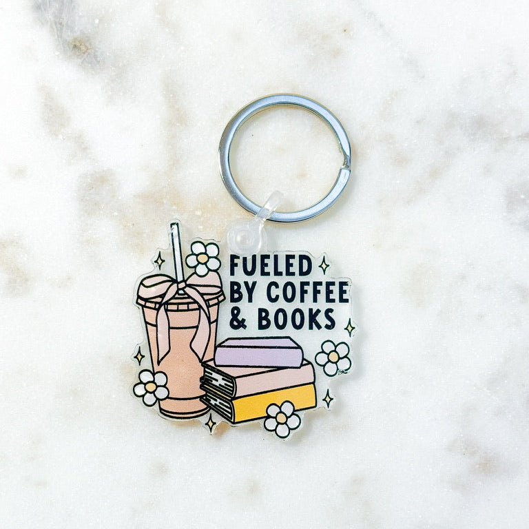 Fueled by Coffee and Books Keychain