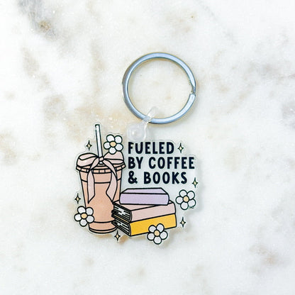 Fueled by Coffee and Books Keychain