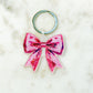 Pink Sequin Bow Keychain