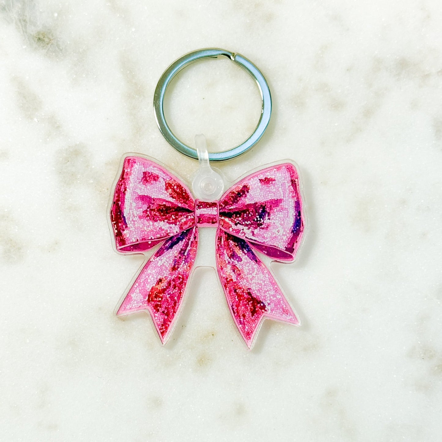 Pink Sequin Bow Keychain