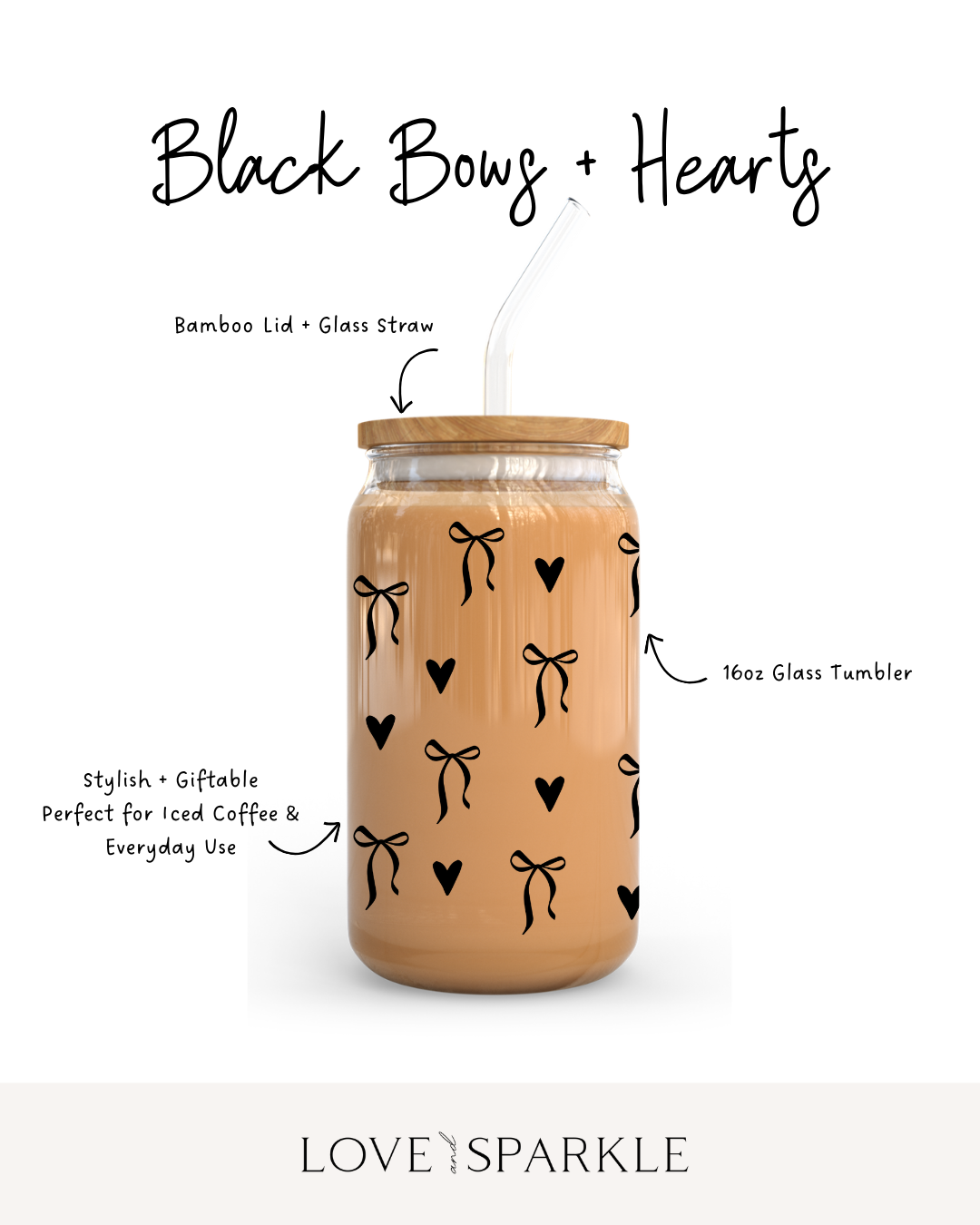 Black Bows + Hearts Cup