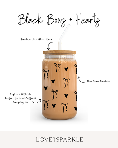 Black Bows + Hearts Cup
