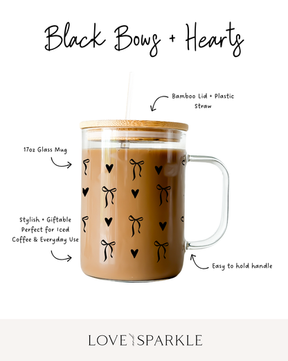Black Bows + Hearts Cup