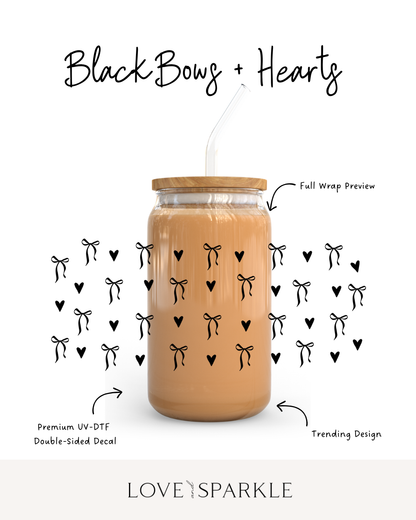 Black Bows + Hearts Cup