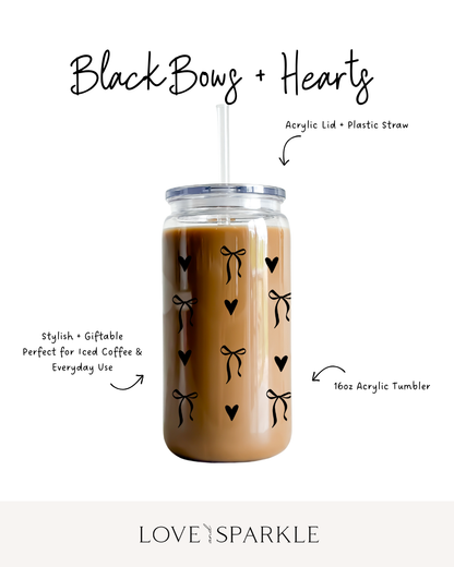 Black Bows + Hearts Cup