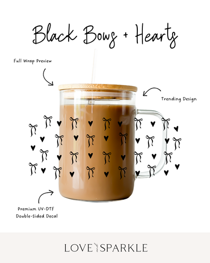 Black Bows + Hearts Cup