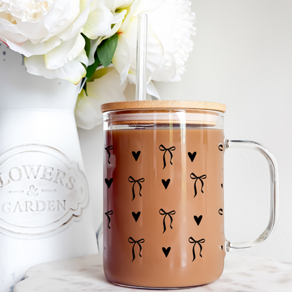 Black Bows + Hearts Cup