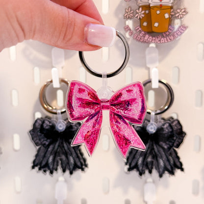 Pink Sequin Bow Keychain