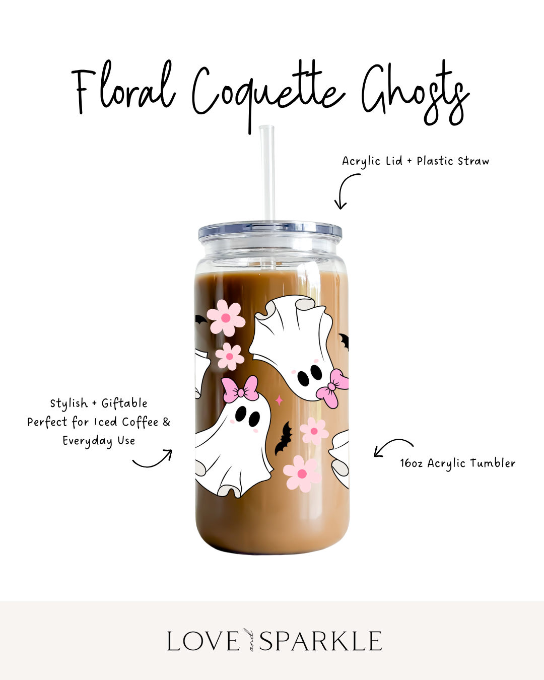 Floral Coquette Ghosts Cup