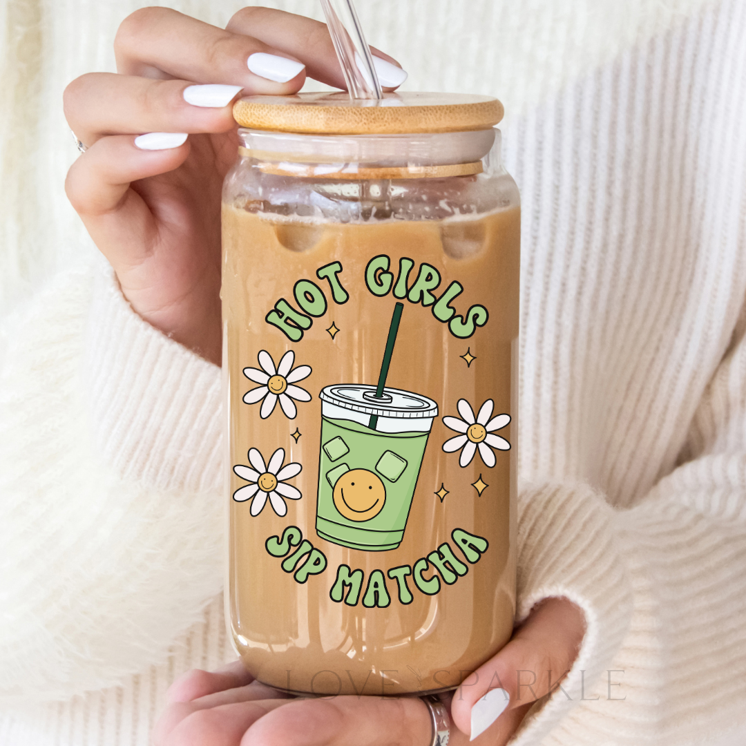Hot Girls Sip Matcha Cup