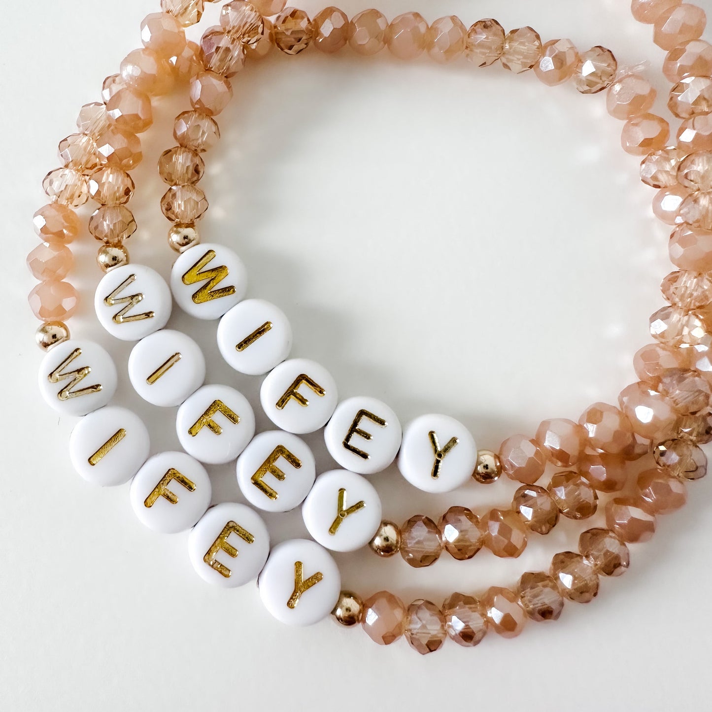 Neutral Tone Wifey Beaded Stack