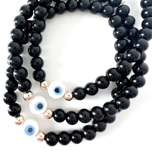 Black Evil Eye Beaded Stack