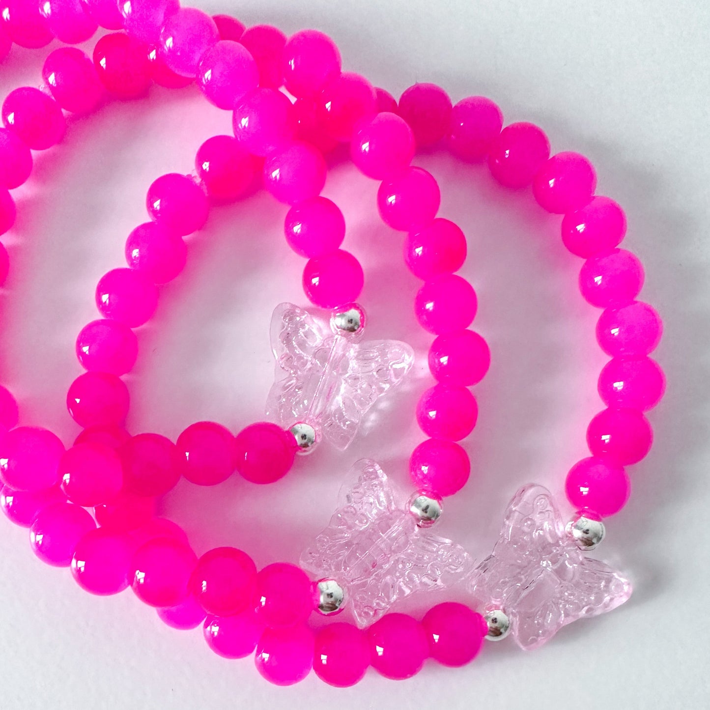 Hot Pink Butterfly Beaded Stack