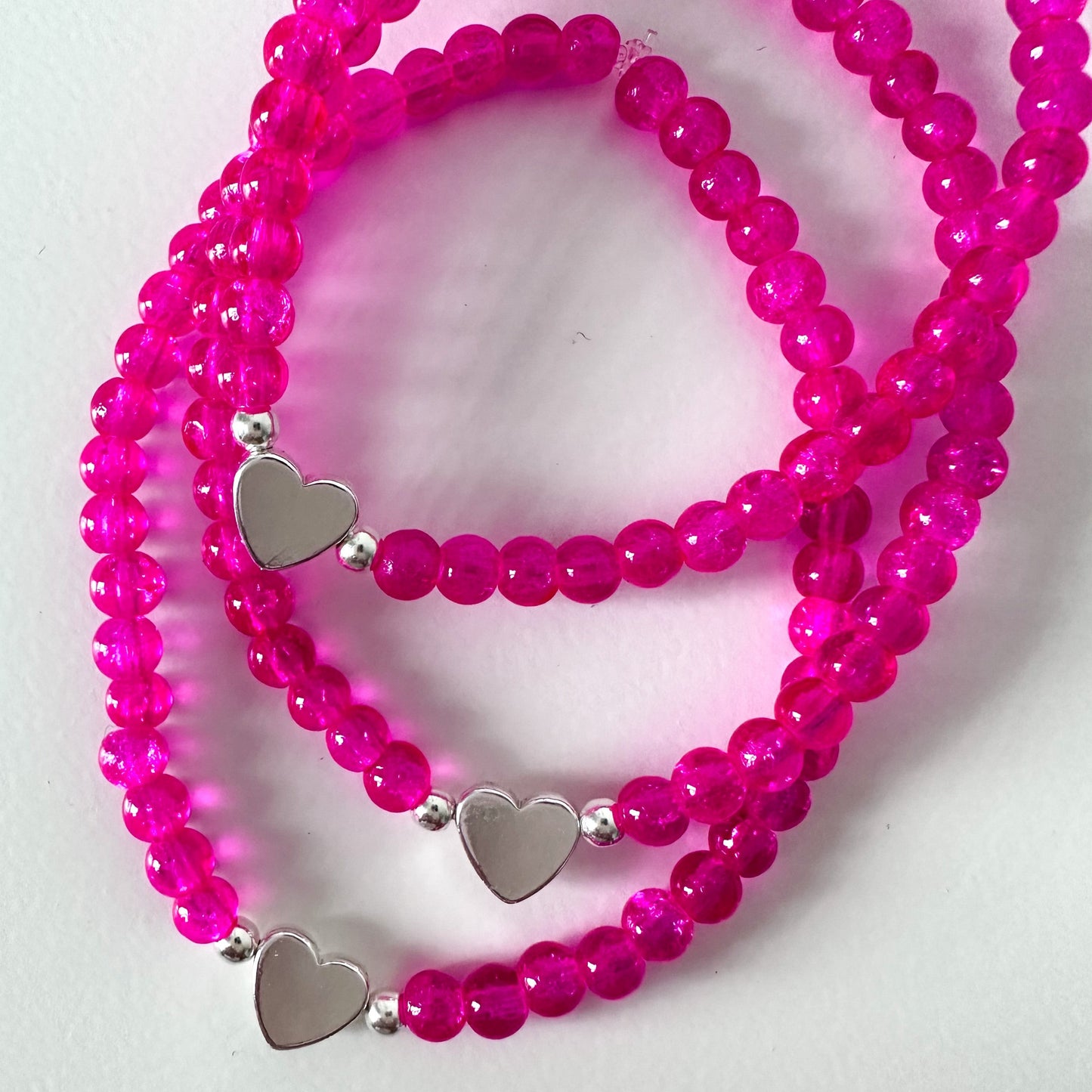 Hot Pink Love Beaded Stack