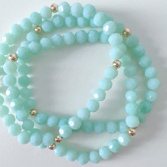 Light Mint Beaded Stack