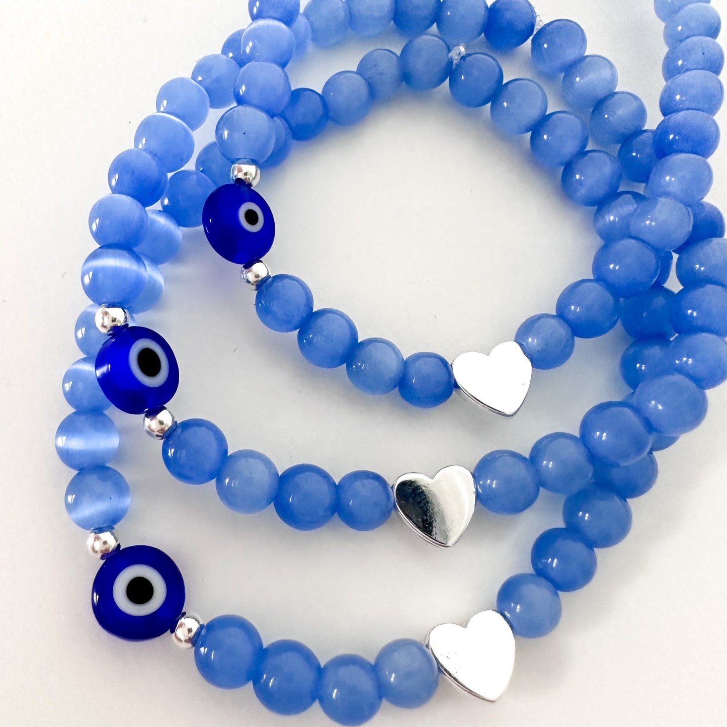 Blue Love and Protection Beaded Stack