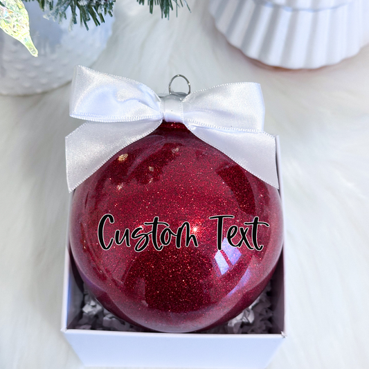 Red Large Round Glitter Ball Ornament