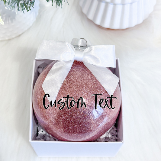 Rose Gold Large Round Glitter Ball Ornament