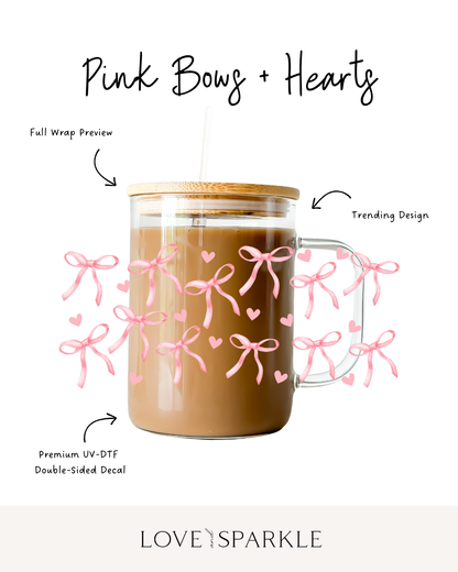 Pink Bows + Hearts Cup