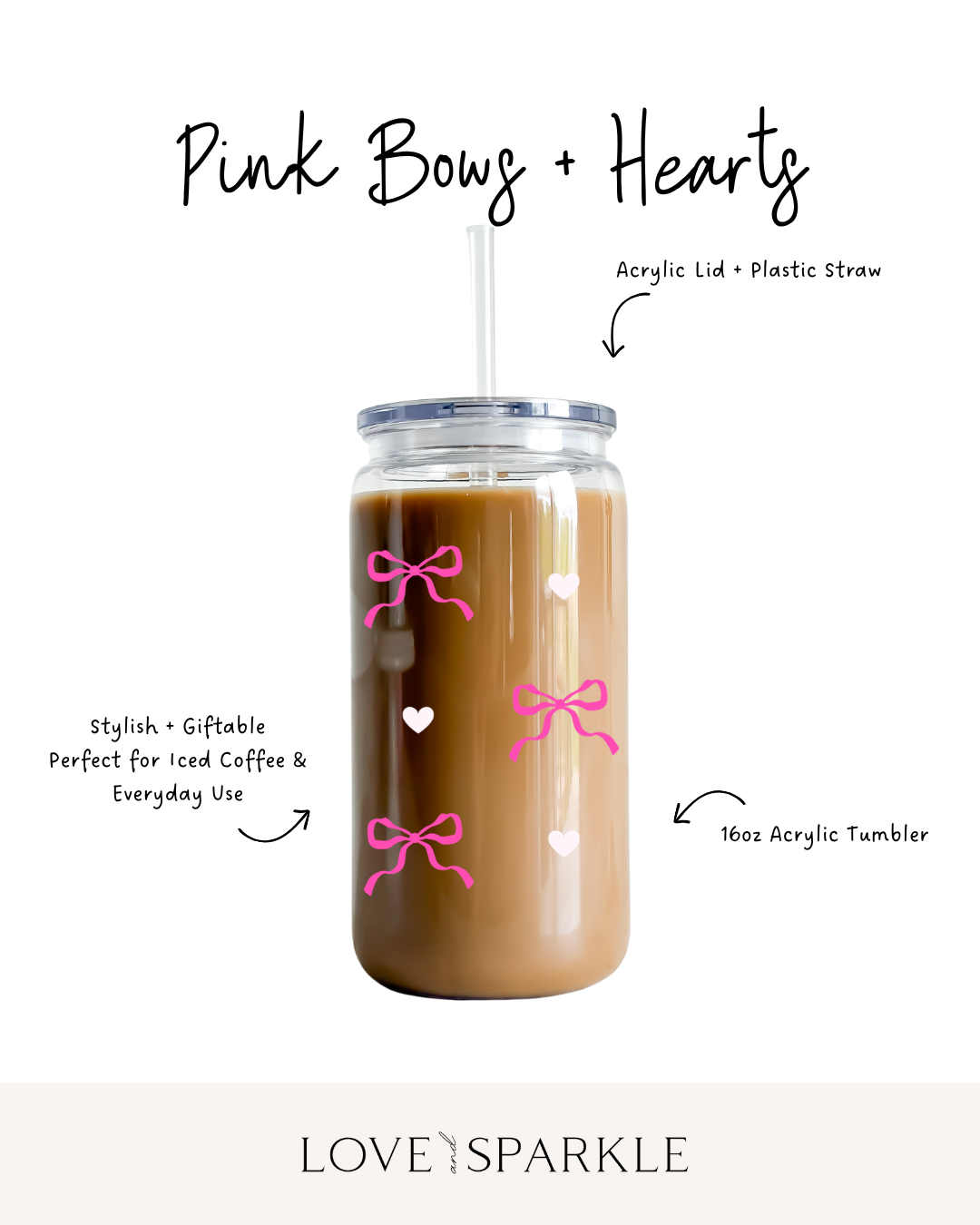 Pink Bows + Hearts Cup
