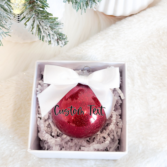 Red Small Round Glitter Ball Ornament