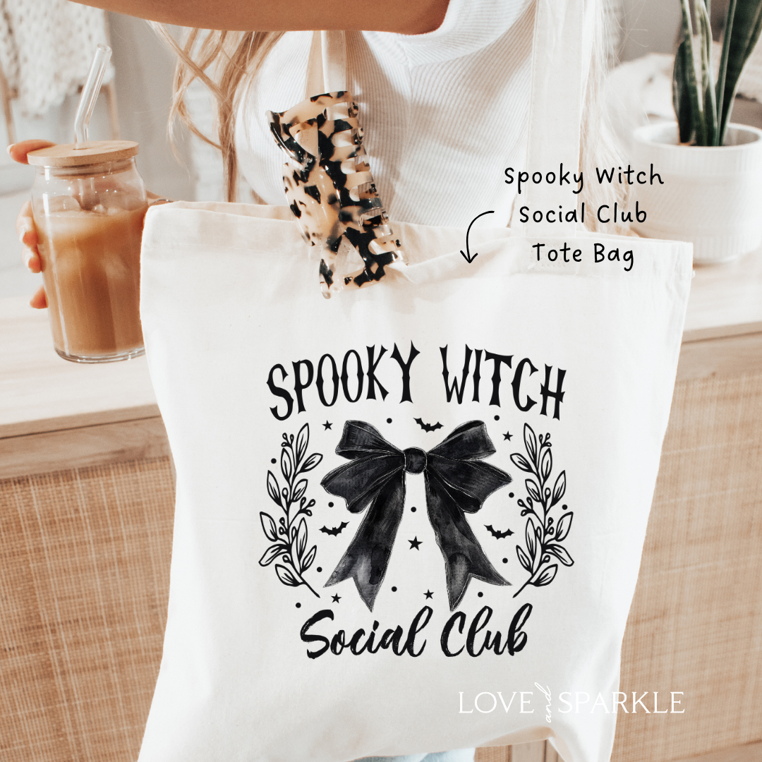 Spooky Witch Social Club Tote Bag