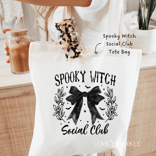 Spooky Witch Social Club Tote Bag
