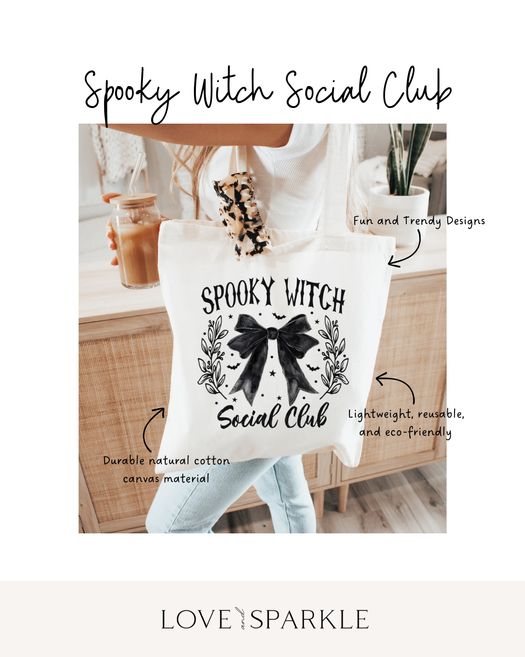Spooky Witch Social Club Tote Bag