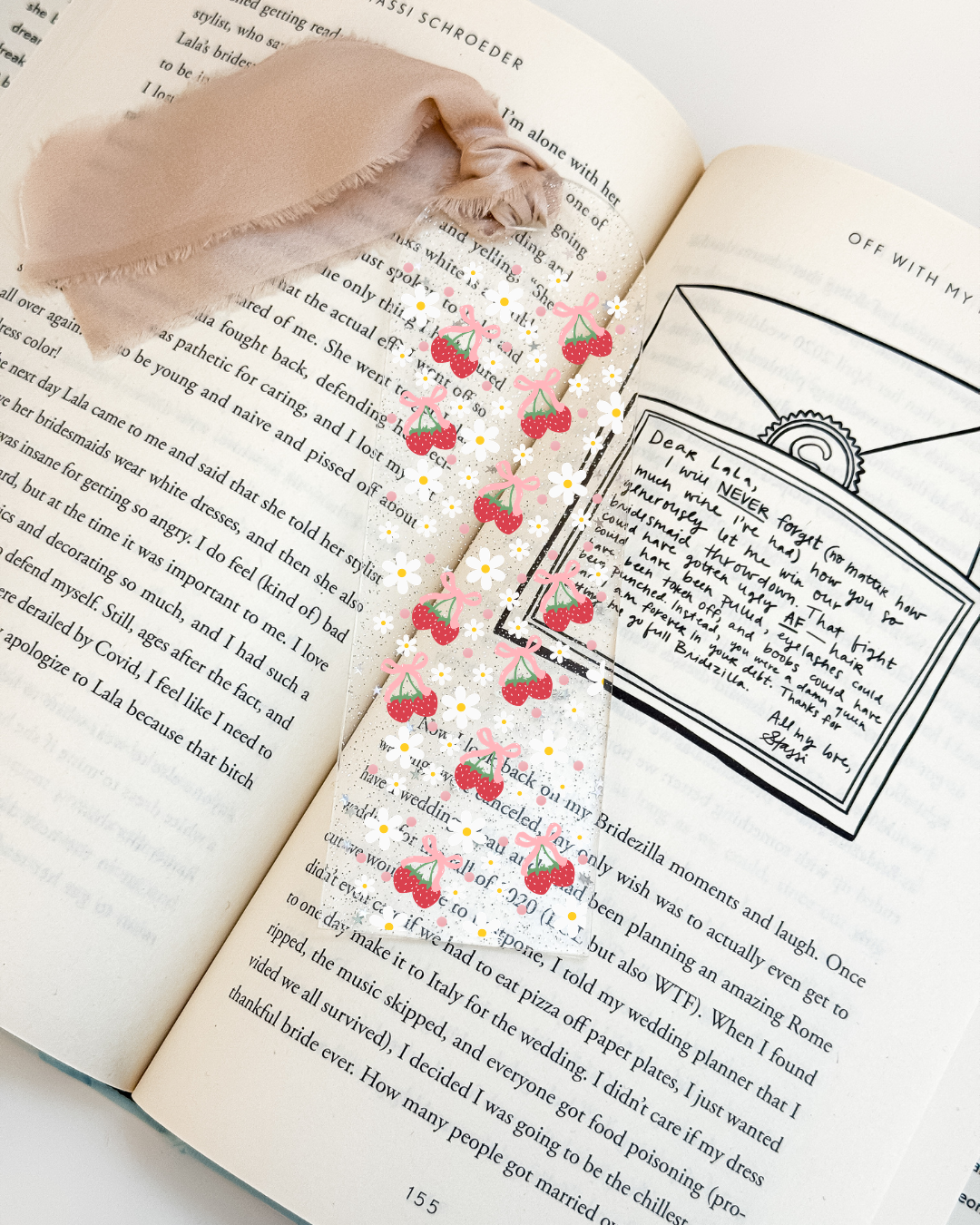 Strawberries + Daisies Bookmark