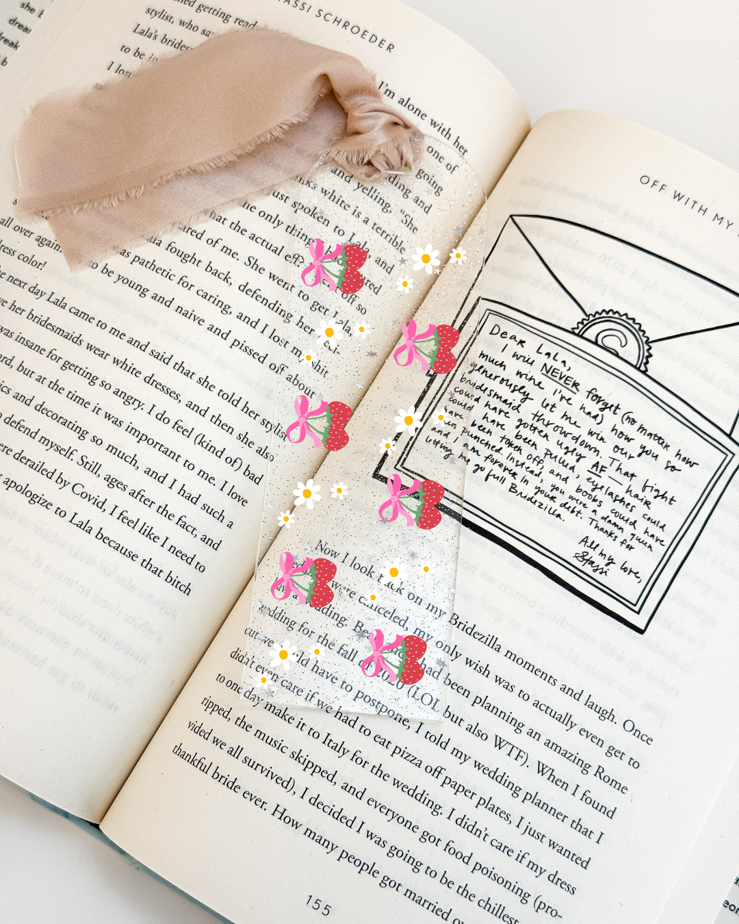 Strawberry Daisy Coquette Bookmark
